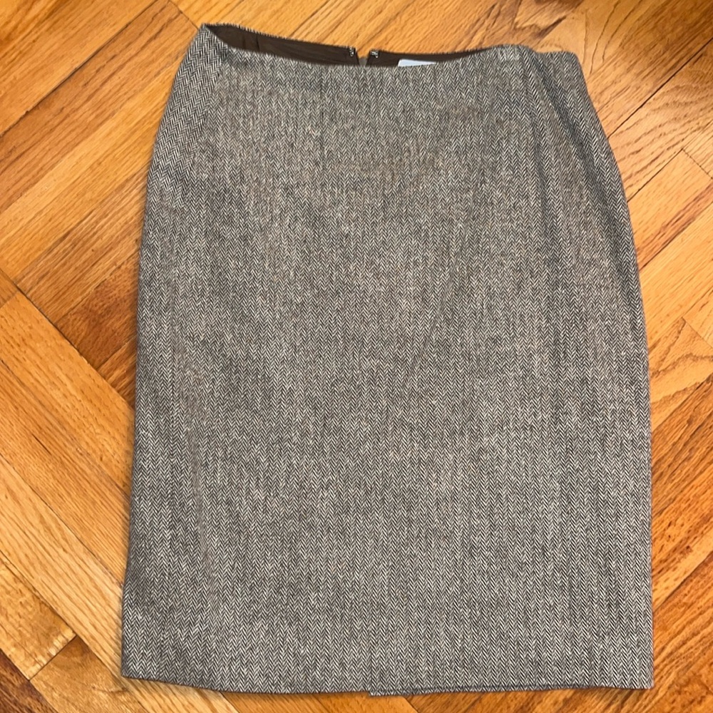 Ann Taylor Loft Brown Herringbone Pencil Skirt Size 8